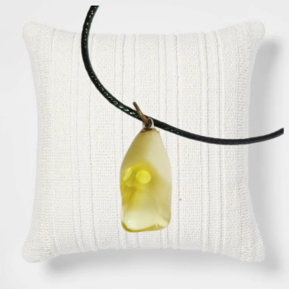 Citrine Gemstone Pendant with Black Cord Necklace